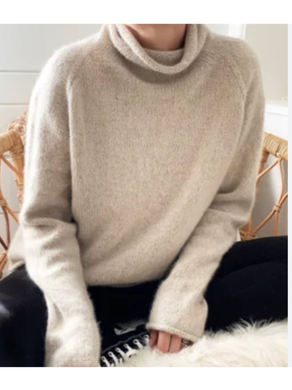 J. Crew 90s Vintage Roll Neck Pullover Sweater Rollneck Wool Beige Oarsman S